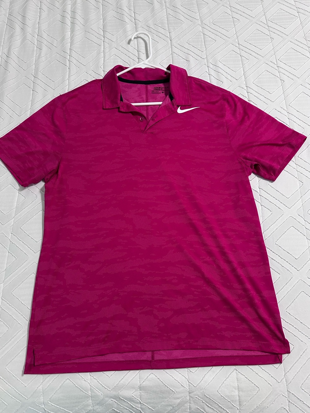 Nike Men's Bright Magenta Polo with White Swoosh size large